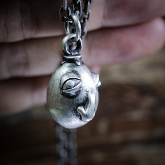 Overlord's Egg 925 Silver Pendant Necklace-Legend of Sword Style Beihe Wright-Handmade Solid Silver Pendant Gift Necklace