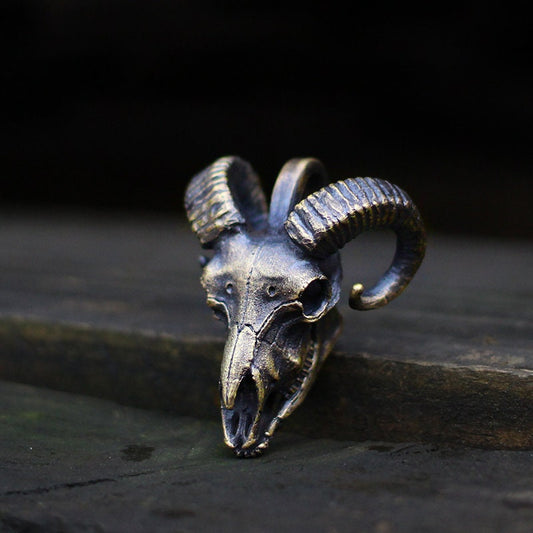 Sheep head skull 925 silver pendant necklace, beast skull sterling silver pendant, personalized handmade gift-craftsman made - SATANHORN