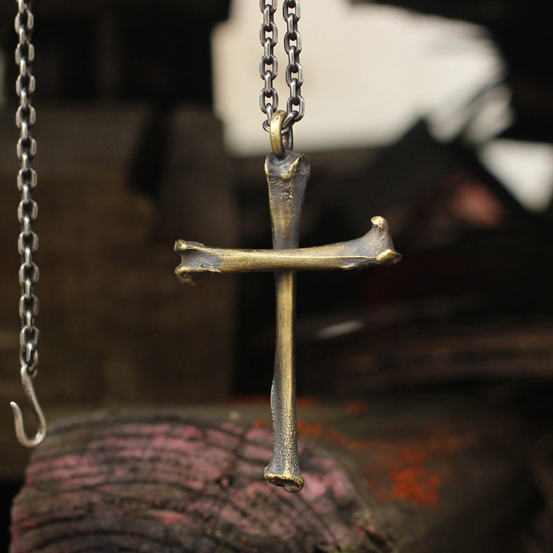 Bone cross 925 Silver pendant, original design Christian faith,Handmade personalized gifts-Craftsmen made