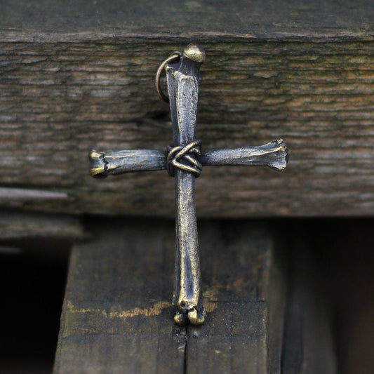 Bone Cross 925 Silver Pendant Necklace, Christian Belief in Sterling Silver Jewelry, Personalized Creative Handmade Gift-Craftsmen made - SATANHORN