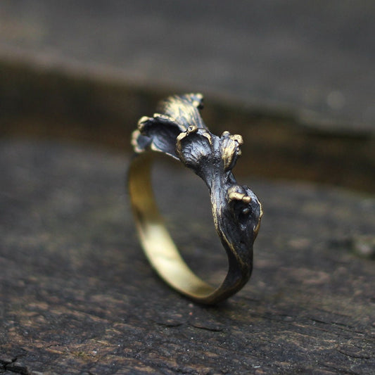 Wave 925 silver ring, water ring made of silver/brass, Chinese style five element water attribute ring, unique silver jewelry-Craftsman made - SATANHORN