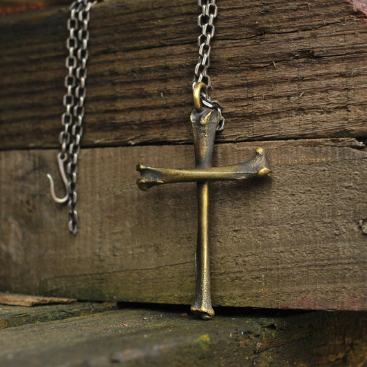 Bone cross 925 Silver pendant, original design Christian faith,Handmade personalized gifts-Craftsmen made
