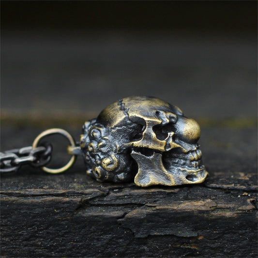 Shadow Phantom Skull Pendant - Dark Art Brass & 925 Silver Statement Jewelry
