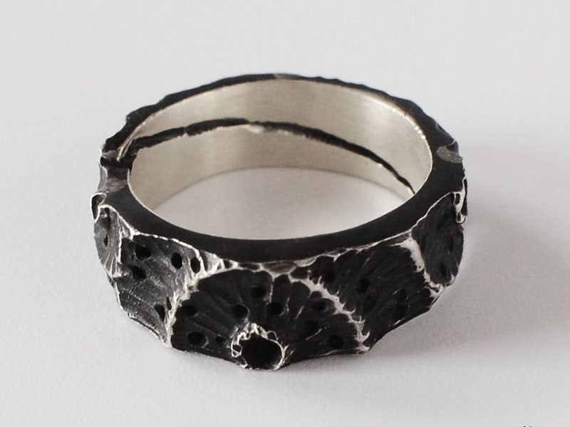 Moon 925 silver ring, Volcano ring, Gift for mother,Moon ring, Black silver ring, 925 sterling silve gift ring-Craftsman made - SATANHORN