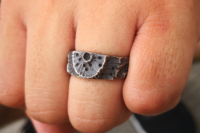 Moon 925 silver ring, Volcano ring, Gift for mother,Moon ring, Black silver ring, 925 sterling silve gift ring-Craftsman made - SATANHORN