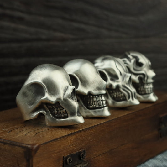 Skull ring 925 sterling silver handmade independently, punk motorcycle skull ring, unique silver skull gift-Craftsmen made - SATANHORN