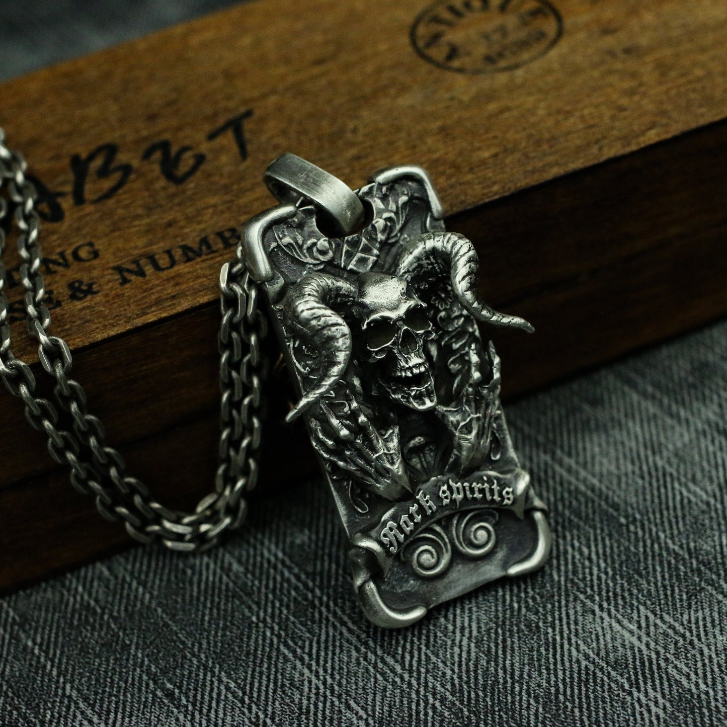 Gothic demon goat head 925silver necklace pendant, hell ghost claw 925 sterling silver pendant jewelry, unique silver jewelry-Craftsmen made