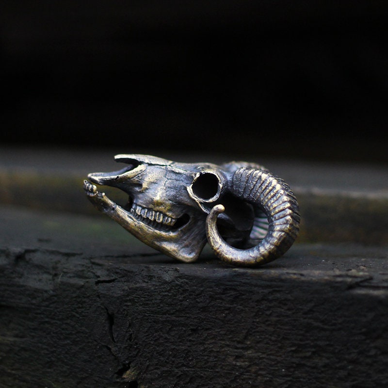 Sheep head skull 925 silver pendant necklace, beast skull sterling silver pendant, personalized handmade gift-craftsman made - SATANHORN
