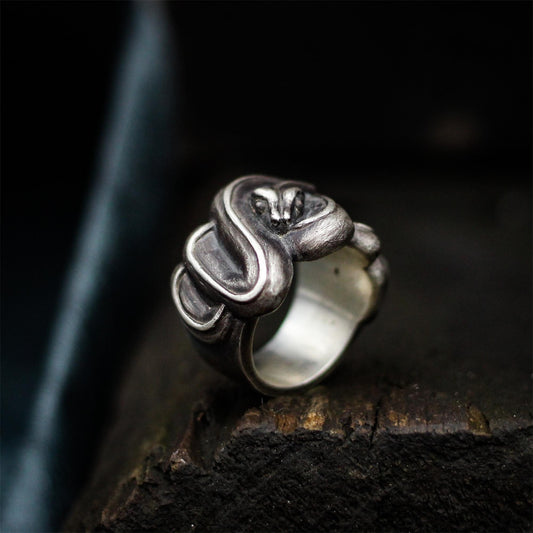 Viper 925 Silver Ring, deadly ring, Medusa, creative surprise gift-handmade sterling silver jewelry-Craftsmen made - SATANHORN