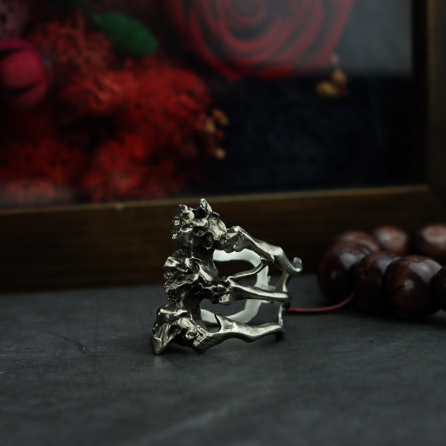Human spine 925 silver ring, silver bone ring, abstract skeleton design, bone silver jewelry-Craftsman made - SATANHORN