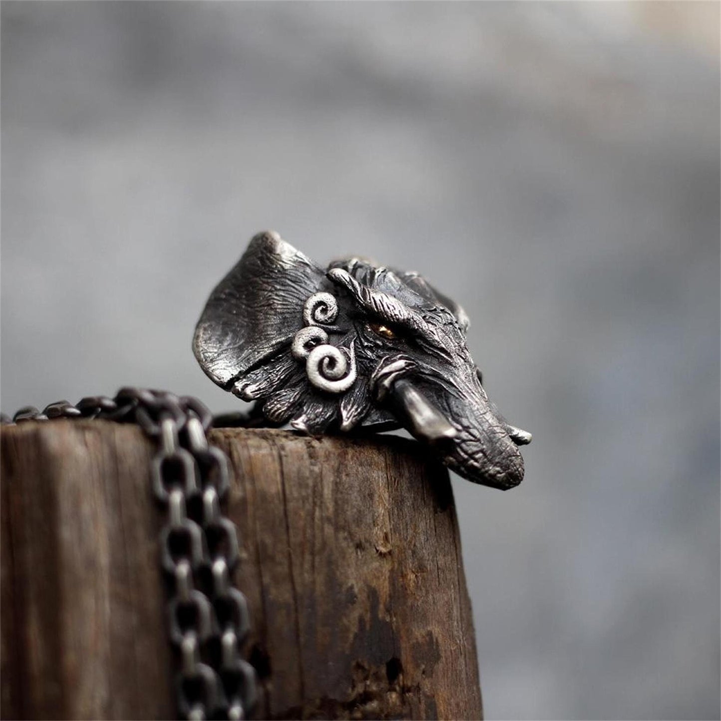 Elephant 925 Silver Pendant, Buddhist Mount Elephant Jewelry, Golden Eye Elephant Pendant Unique Sterling Silver Gift-Craftsmen made