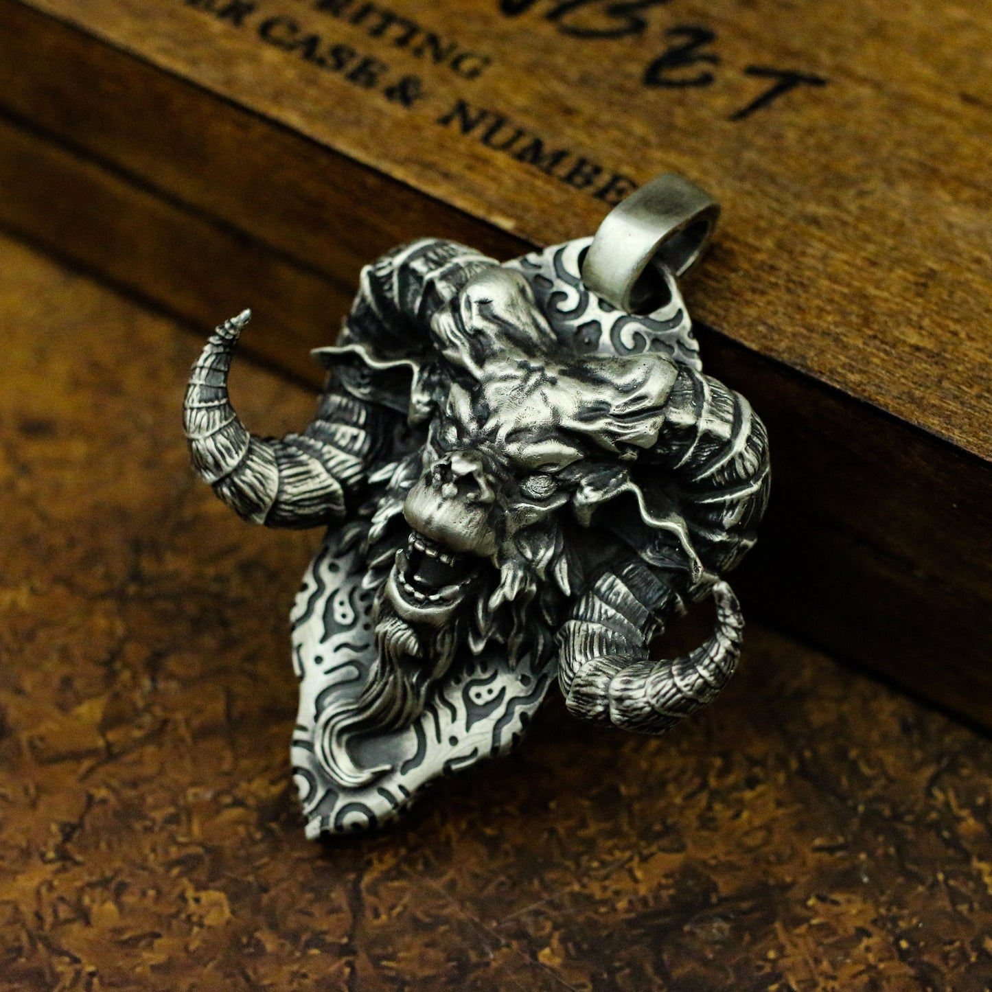 Sheep 925 Silver Pendant Necklace, Devil Sheep Head, Personality Pendant Tag-Craftsmen made