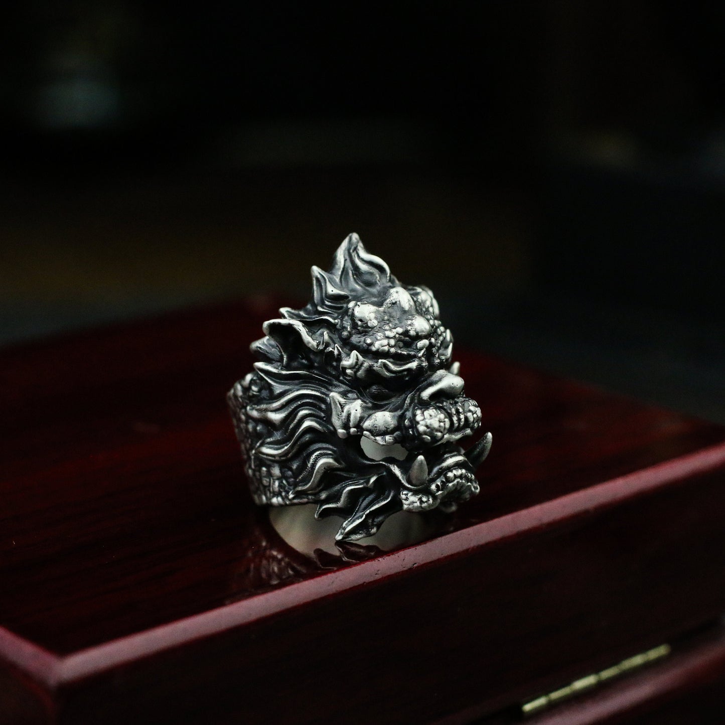 Lion 925 silver ring, Unicorn silver ring, Kylin Ring,Monster ring-Craftsmen made - SATANHORN