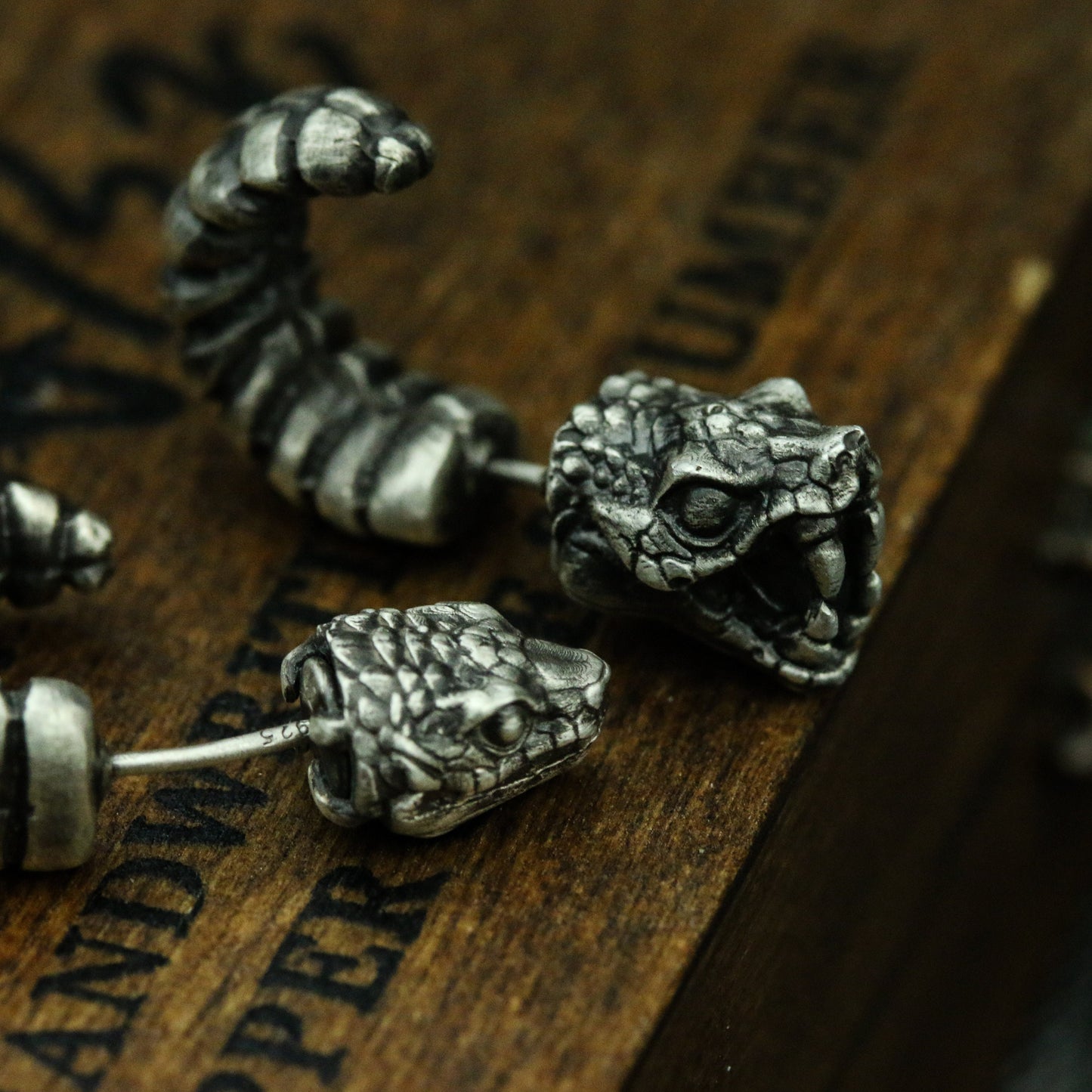 Rattlesnake 925 Silver Ear Stud, Snake Ear Stud, Snake jewelry, personalized gifts-Craftsmen made - SATANHORN