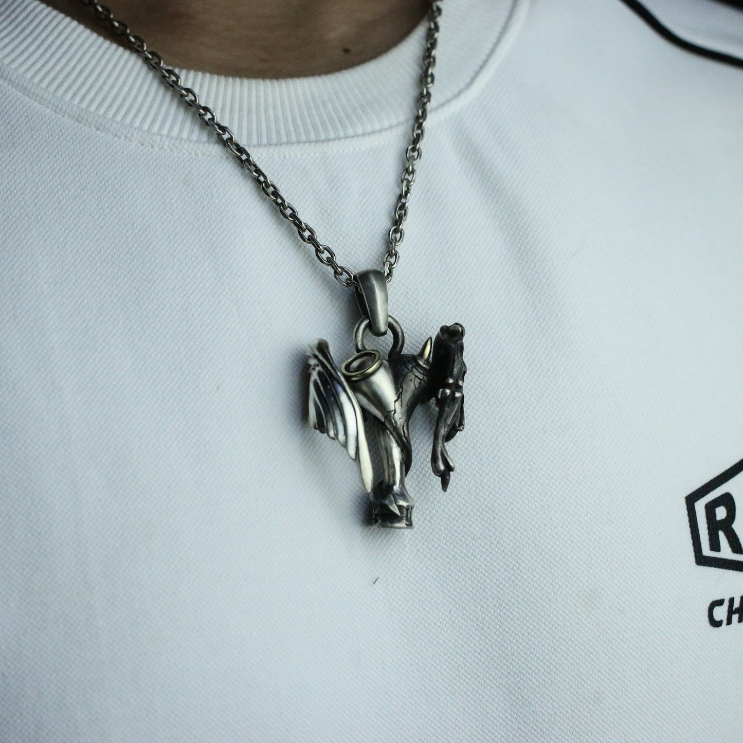 Angel and Demon 925 Silver Pendant Necklace, Gift for mother,Angel Wings Pendant, Devil Wings Pendant, Couple Jewelry-Craftsmen made - SATANHORN
