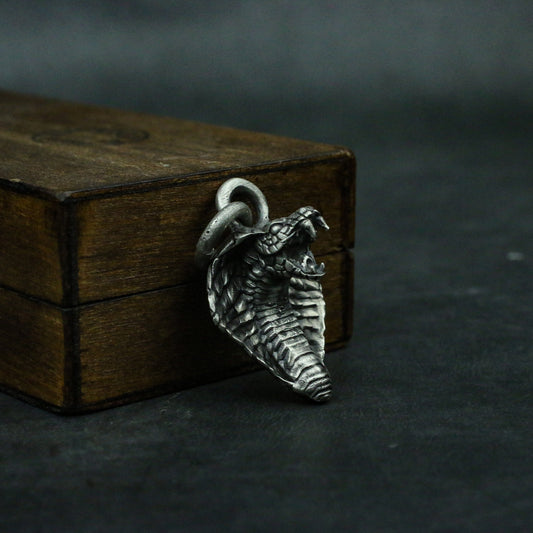 Cobra Snake 925 Silver Pendant Necklace, Sterling Silver Viper Jewelry, King Snake Eyes-Craftsmen made