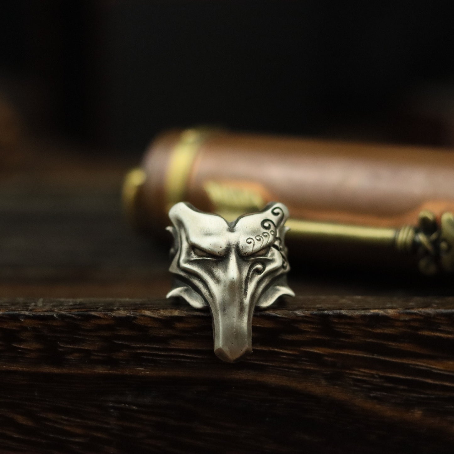 Silver Wolf Mask 925 Silver Ring, Wolf King Skull Personality Creative Silver Ring, Vampire Mask Gentleman Ring-Craftsmen made