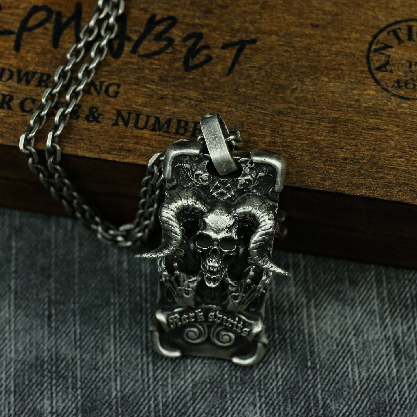 Gothic demon goat head 925silver necklace pendant, hell ghost claw 925 sterling silver pendant jewelry, unique silver jewelry-Craftsmen made
