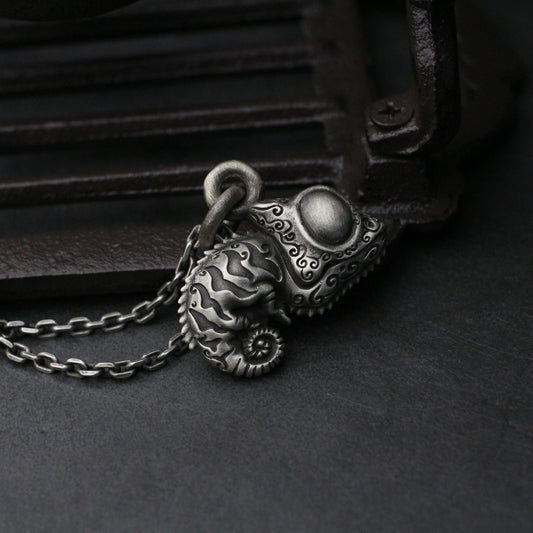 Chameleon pet 925 silver pendant, sterling silver jewelry, lizard beast outdoor pendant, personalized gift-Craftsman made