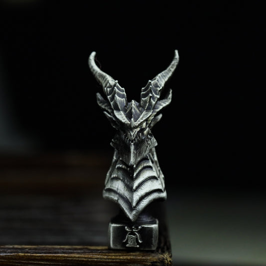 Dragon Lord Ornament Lava Dragon Sculpture - Hand-Forged Brass/925Silver Fantasy Creature Collectible