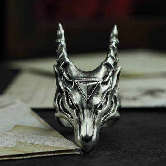 Antelope 925 silver ring, sheep skull silver ring,animal silver ring, natural ring, grassland ring, African animal sheep ring-Craftsmen made - SATANHORN