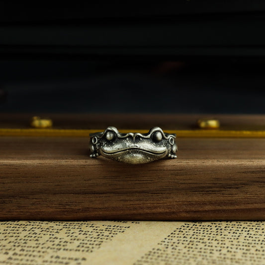 Frog Ring Frog Prince 925 Silver Ring,Silver Frog Ring,Animal Spirit Ring,Streetwear Ring,frog figurine, Creative Ring-Craftsman made - SATANHORN