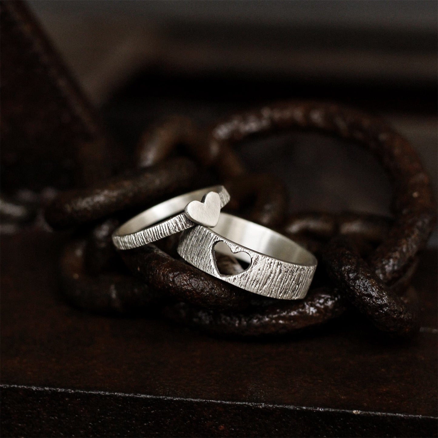Heart-shaped inlaid 925 Silver Ring, Gift for mother,plain silver gift ring, Creative holiday Combination gift-Craftsmen made - SATANHORN