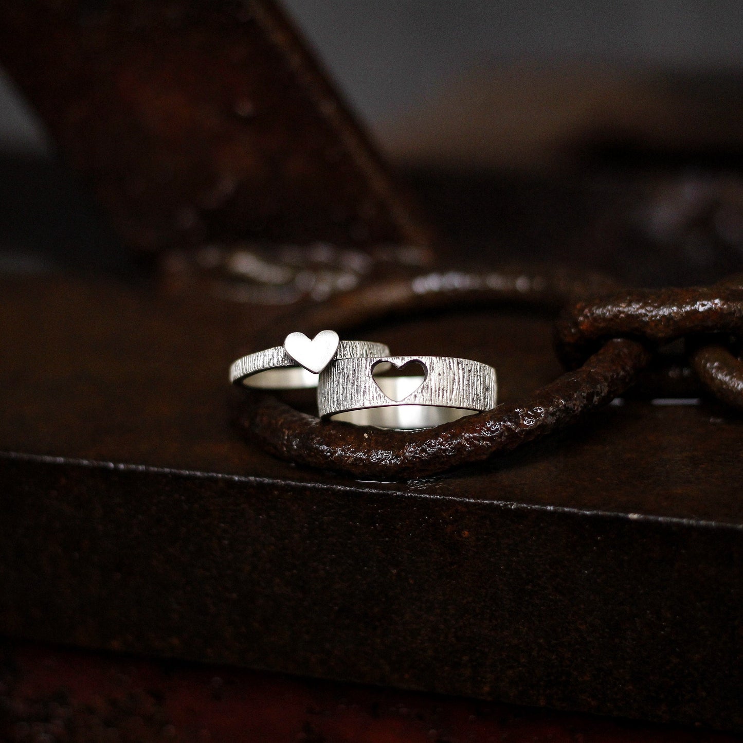 Heart-shaped inlaid 925 Silver Ring, Gift for mother,plain silver gift ring, Creative holiday Combination gift-Craftsmen made - SATANHORN