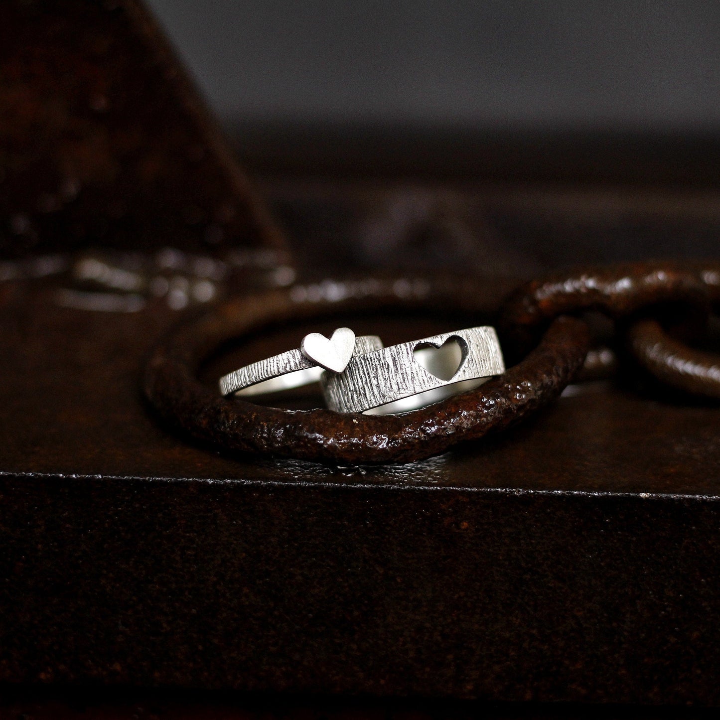 Heart-shaped inlaid 925 Silver Ring, Gift for mother,plain silver gift ring, Creative holiday Combination gift-Craftsmen made - SATANHORN