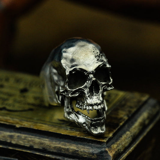 Fangs skull 925 silver ring, ferocious skull, skull jewelry, devil skull ring-Craftsmen made - SATANHORN