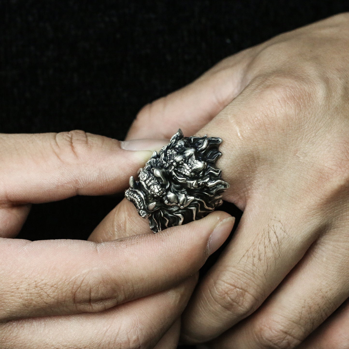 Lion 925 silver ring, Unicorn silver ring, Kylin Ring,Monster ring-Craftsmen made - SATANHORN