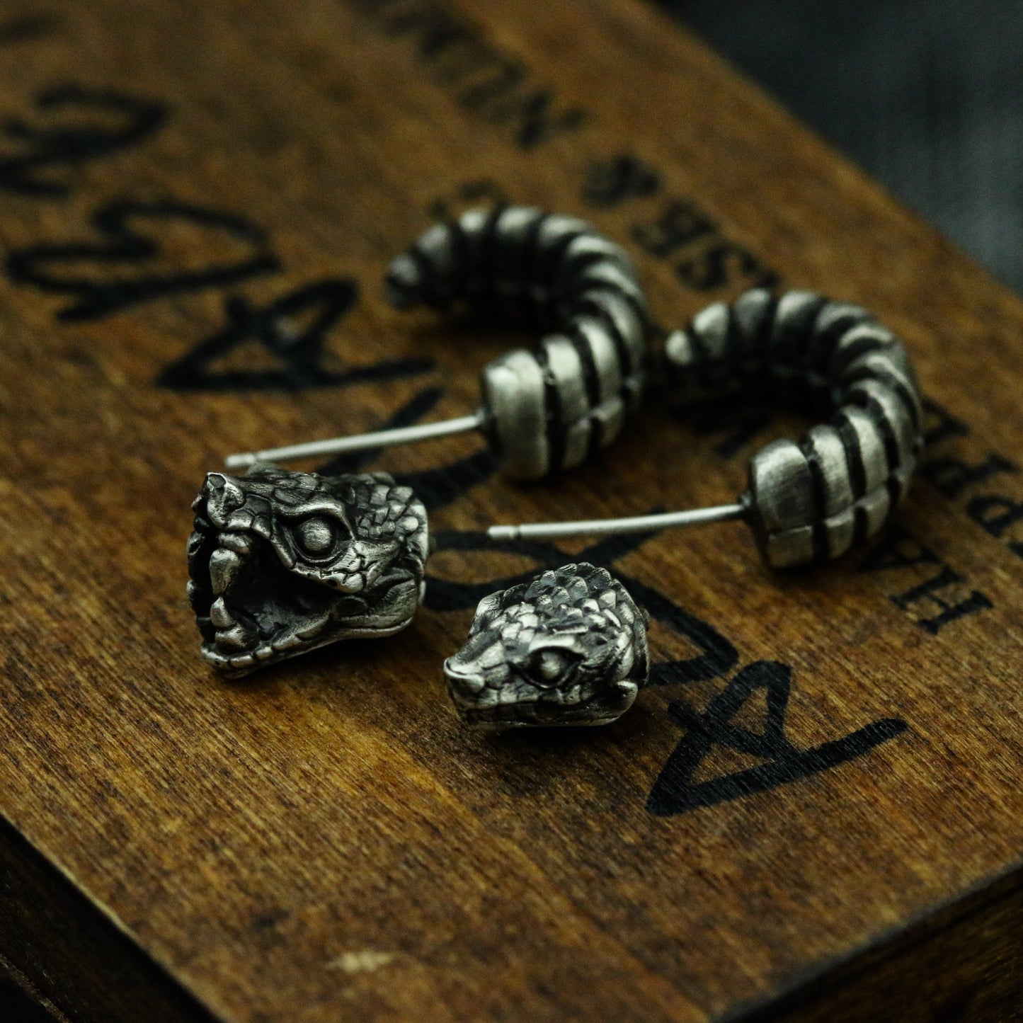 Rattlesnake 925 Silver Ear Stud, Snake Ear Stud, Snake jewelry, personalized gifts-Craftsmen made - SATANHORN