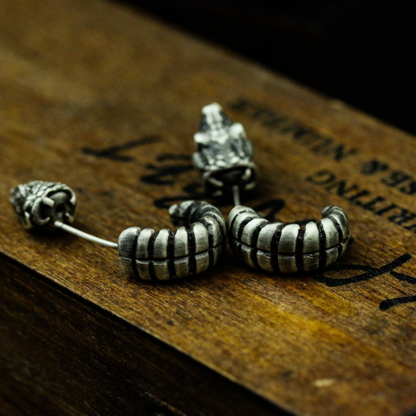 Rattlesnake 925 Silver Ear Stud, Snake Ear Stud, Snake jewelry, personalized gifts-Craftsmen made - SATANHORN