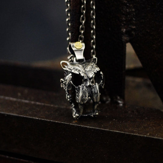 Saber-toothed tiger mask 925 silver pendant necklace, handmade silver animal skeleton pendant, solid personalized gift-Craftsmen made