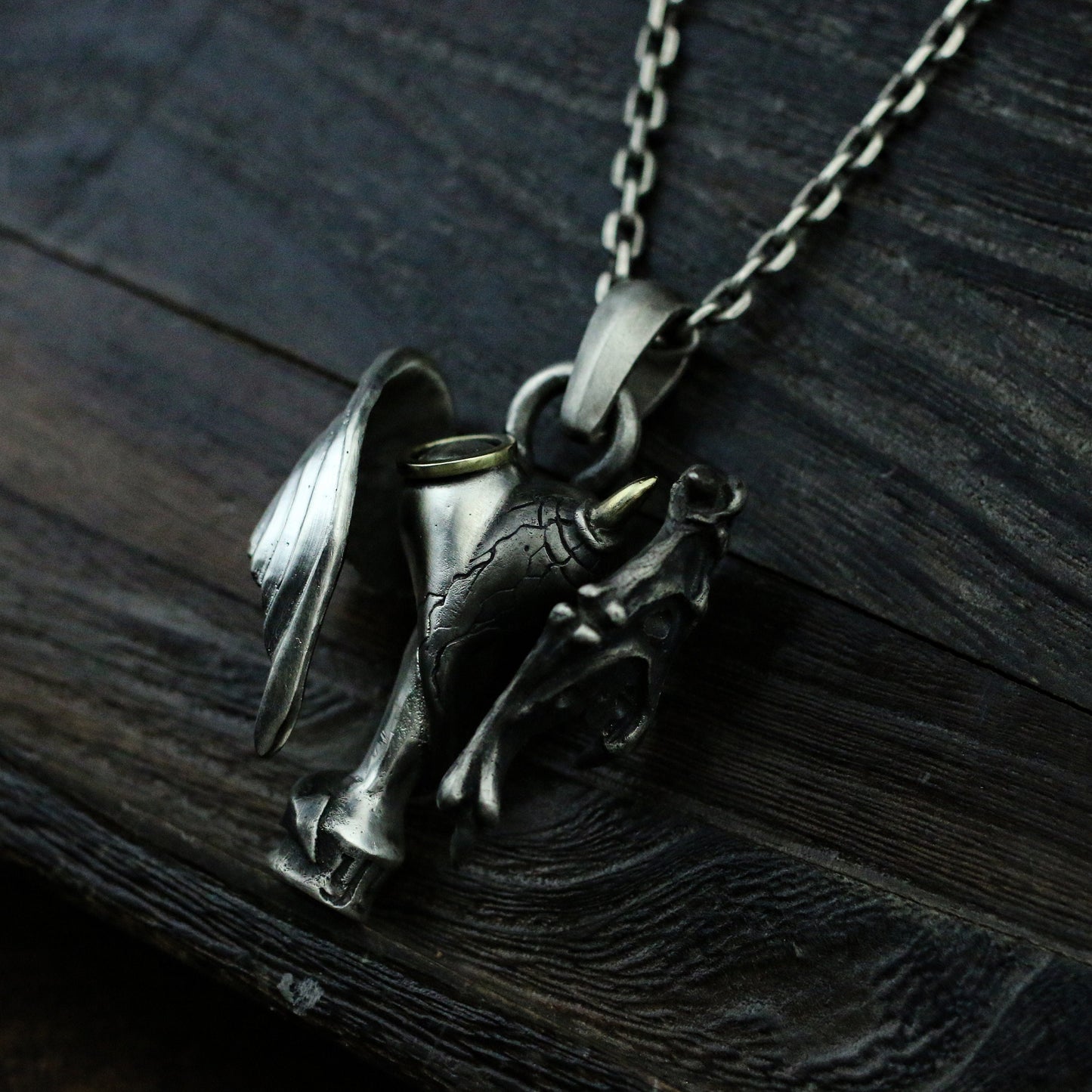 Angel and Demon 925 Silver Pendant Necklace, Gift for mother,Angel Wings Pendant, Devil Wings Pendant, Couple Jewelry-Craftsmen made - SATANHORN