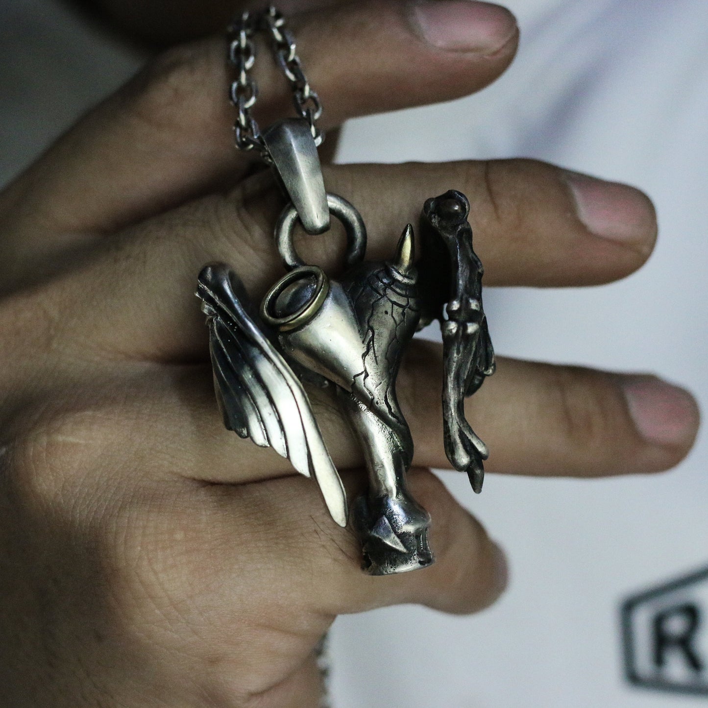 Angel and Demon 925 Silver Pendant Necklace, Gift for mother,Angel Wings Pendant, Devil Wings Pendant, Couple Jewelry-Craftsmen made - SATANHORN