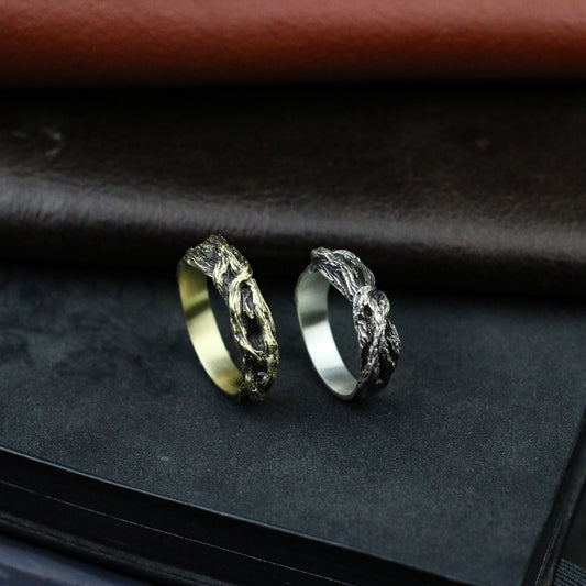 Vine 925 silver ring, wood attribute ring, natural ring, small gift sterling silver personality-craftsman made - SATANHORN