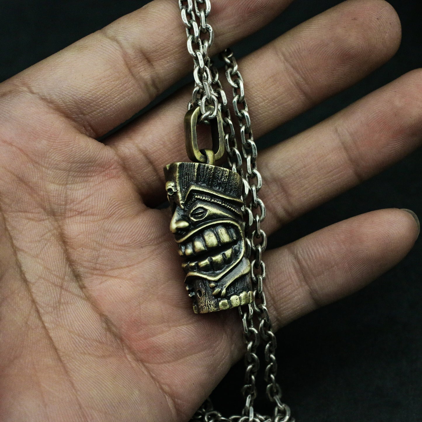 Native American Totem 925 silver Pendant, Funny Face Jewelry, Mysterious american indian Token Belief Pendant——Craftsman made - SATANHORN