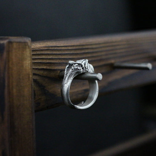 Bone joint 925 silver ring, Joint silver ring, 925 sterling silver brass personality ring - Craftsman Made - SATANHORN