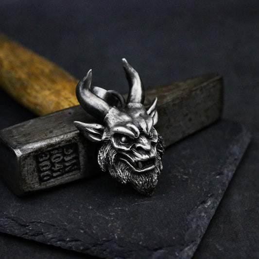 Evil Goat 925 Silver Pendant Necklace, Devil Sheep God Pendant Necklace, Goat Necklace, Pan God Necklace Pendant-Craftsman made