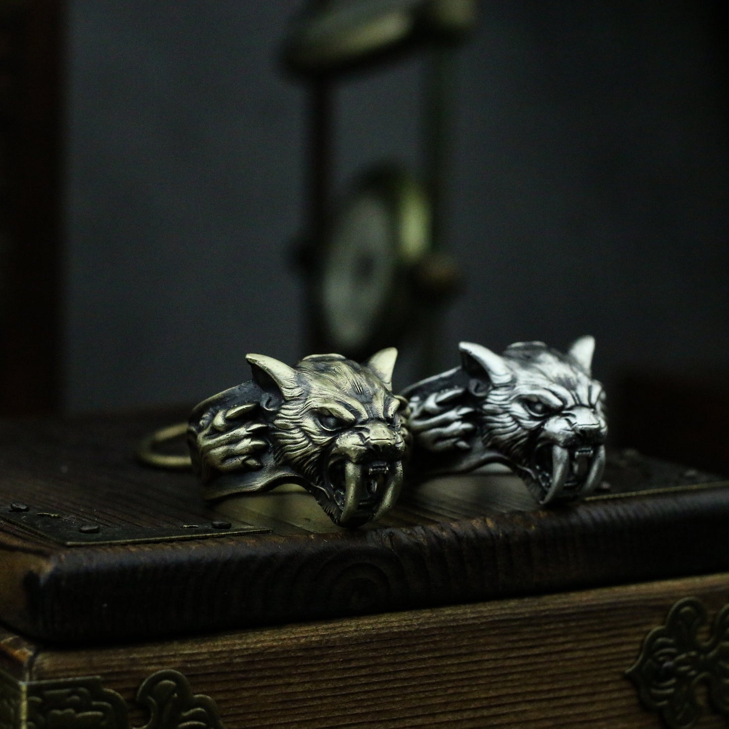 Saber-toothed tiger - 925 Silver Ring,Sterling silver Skull,Tiger Skull Ring - Sharp-edged - Craftsman made - SATANHORN