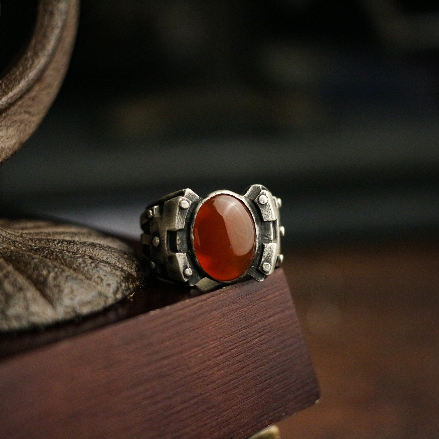 Doomsday Wasteland Mecha 925 Silver Ring, Ruby Inlaid Ring, Sterling Silver Gothic Retro Cyberpunk-Crafted by Craftsman