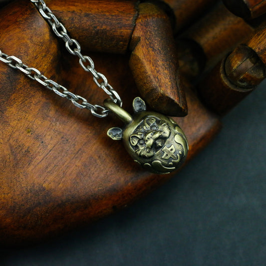 Daruma Egg Tumbler 925 Silver Necklace Pendant - Japanese Style - Classic Elements of Tattoo - Craftsman Made