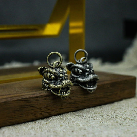 Oriental Lion Dance 925 Silver Necklace Pendant, New Year Monster Ornaments, Small Gift Sterling Silver Ornaments - Crafted Made