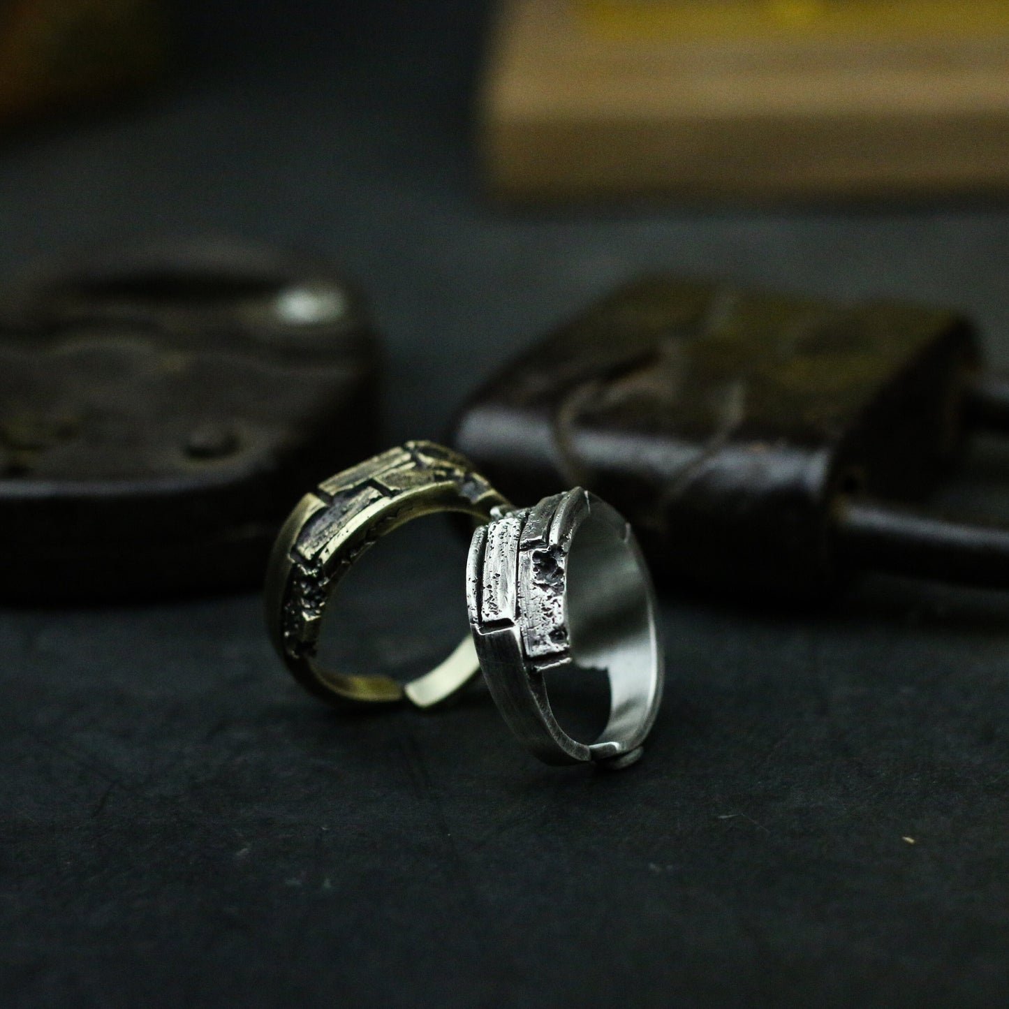 Rock 925 silver ring, brick sterling silver brass ring, personalized handmade rift ring-craftsman made - SATANHORN