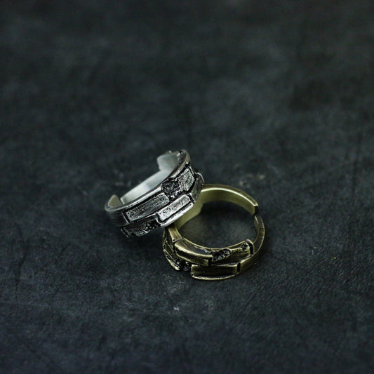 Rock 925 silver ring, brick sterling silver brass ring, personalized handmade rift ring-craftsman made - SATANHORN