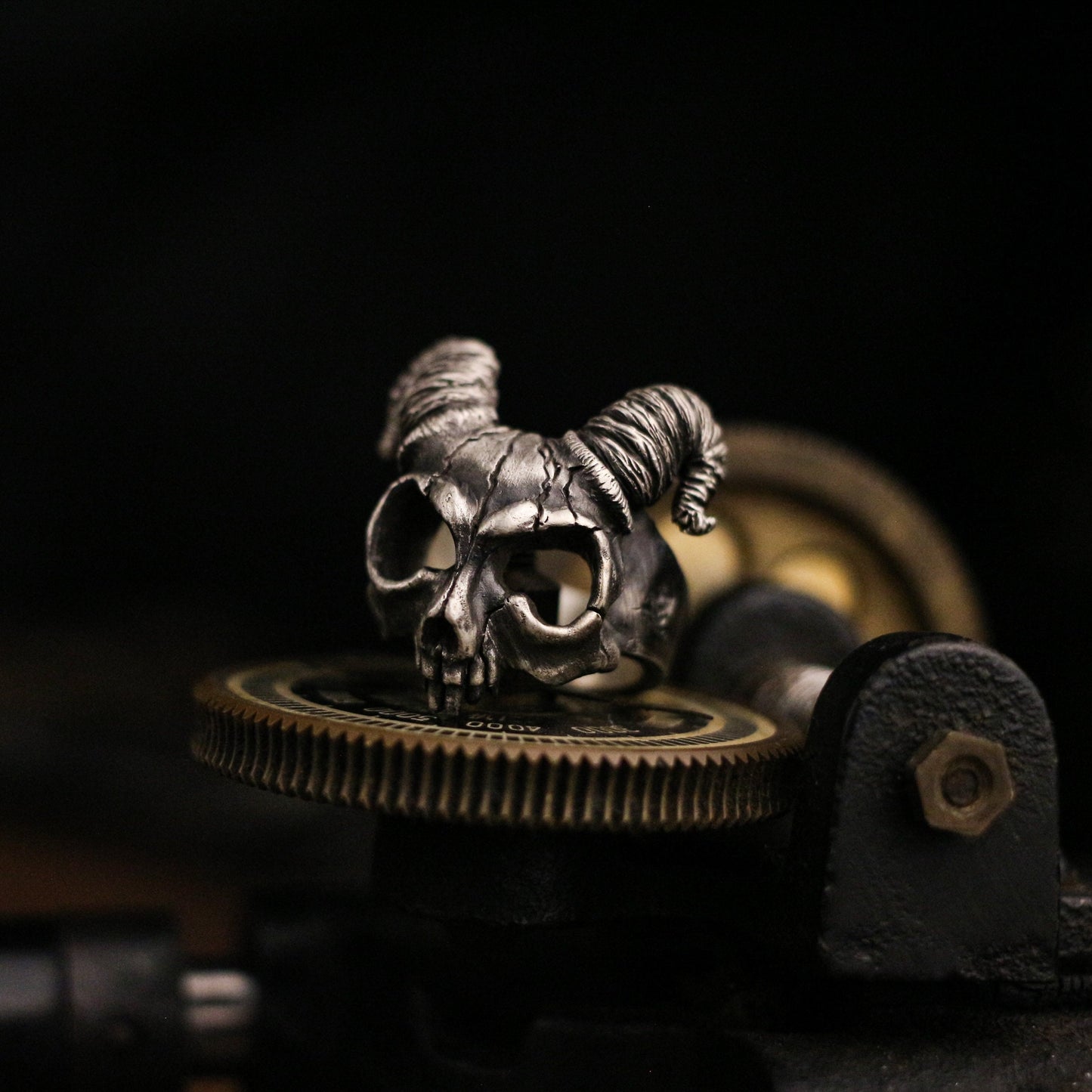 Sheep head skull 925 silver ring, Shofar skull ring, handmade sterling silver vintage punk personalized gift - Craftsmen made