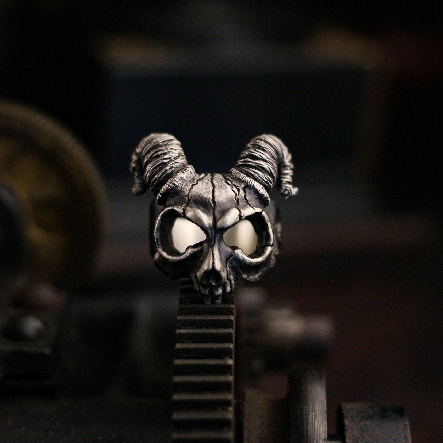 Sheep head skull 925 silver ring, Shofar skull ring, handmade sterling silver vintage punk personalized gift - Craftsmen made