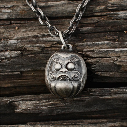 DARUMA 925 silver pendant necklace, tumbler sterling damo egg jewelry, personalized creative handmade gifts-craftsmen made - SATANHORN