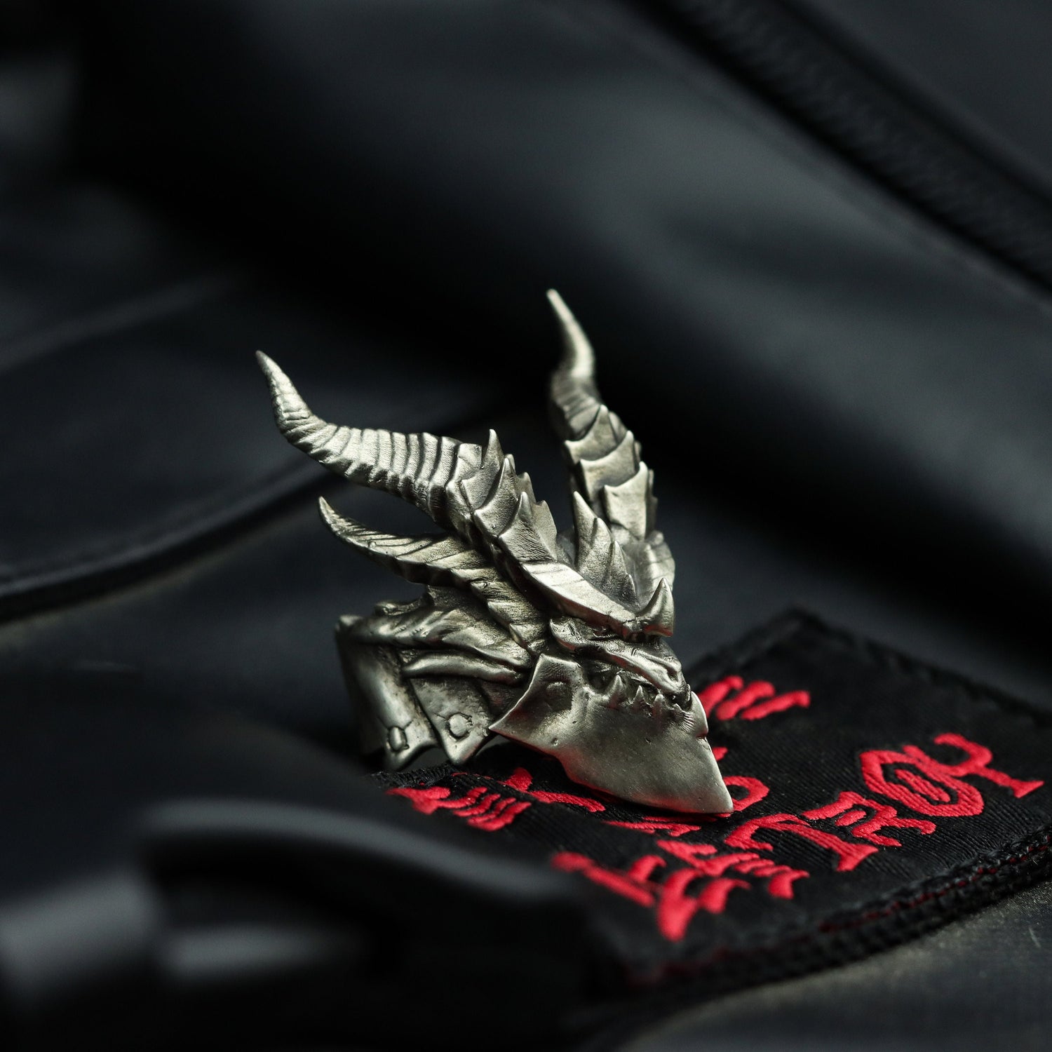 Armageddon Silver Ring - Hand-Forged Dragon Scale Design for Apocalypse Style - SATANHORN